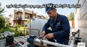 نمونه کار اصلاح لوله کشی پمپ و مخزن شهرک غرب